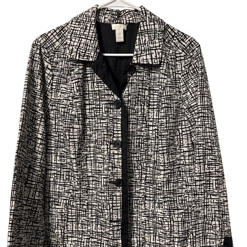 Chico's Reversible Nylon Jacket Black/White Print